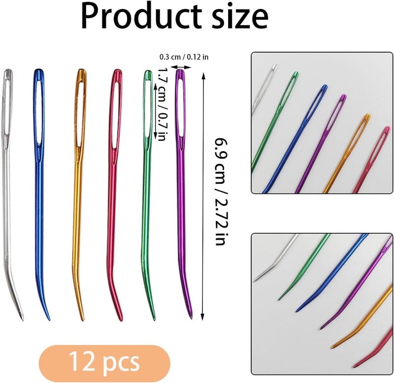 ZTEOFO 12 Pcs Large Big Eye Weaving Needles, Tapestry Needles Bent Kit, Colorful Bent Tip Tapestry Needle, Yarn Needle - Image 3